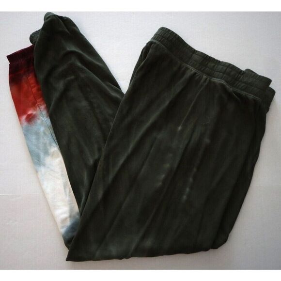 PJ Salvage RZMOP1 Women's Sz Small Olive Striped Tie-Dyed Jogger Lounge Pants - Picture 9 of 9